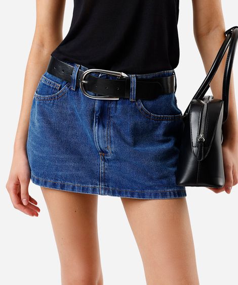 short saia feminino jeans cintura baixa azul