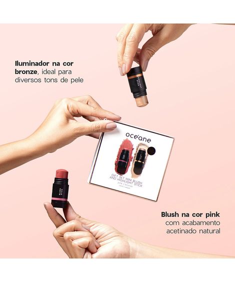 kit océane gift set mini blush e iluminador highlight stick