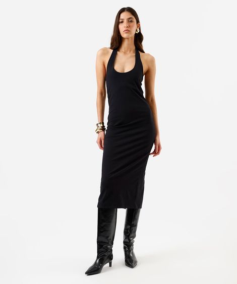 vestido feminino de malha halterneck preto