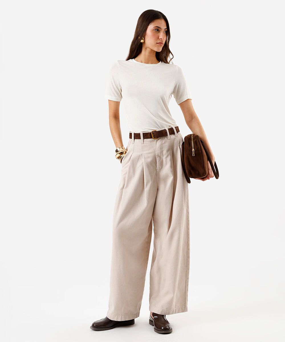 camiseta feminina básica baby look em liocel off white