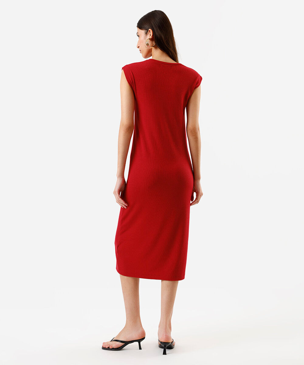 vestido midi muscle ribana de viscose vermelho