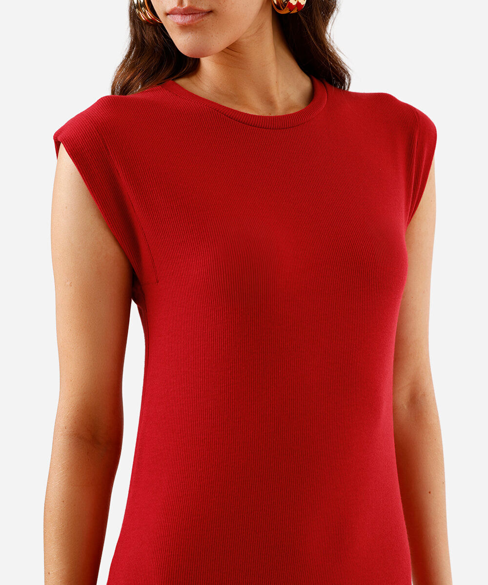 vestido midi muscle ribana de viscose vermelho