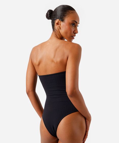 maiô sem alça feminino franzido preto