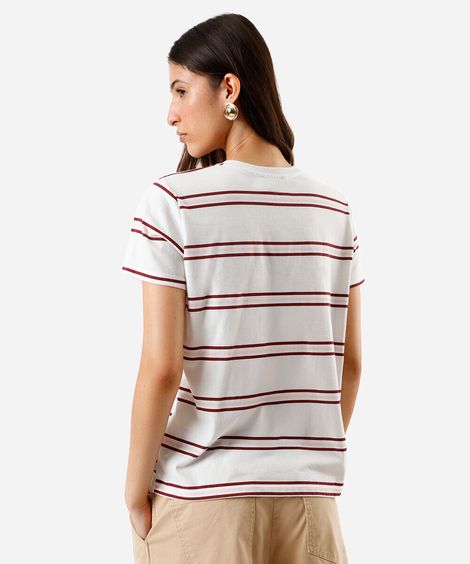 camiseta feminina listrada off white