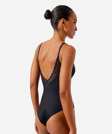 body em microfibra com renda delrio preto