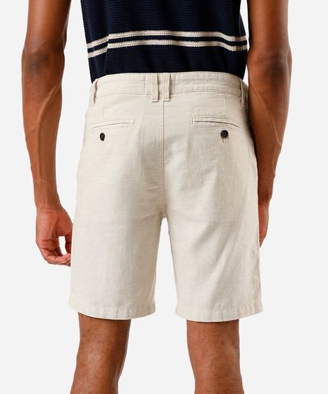 bermuda masculina reta com linho bege