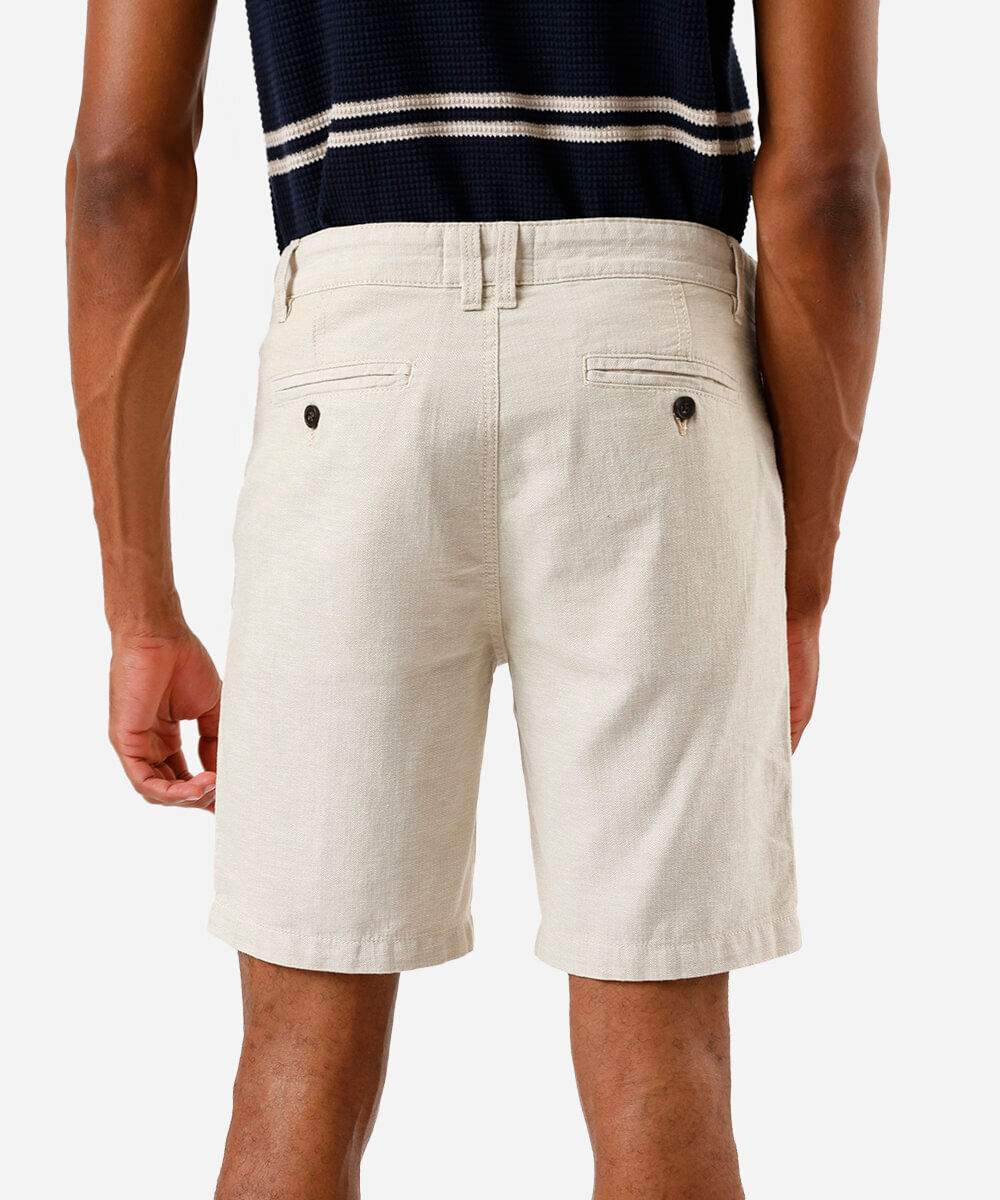 bermuda masculina reta com linho bege