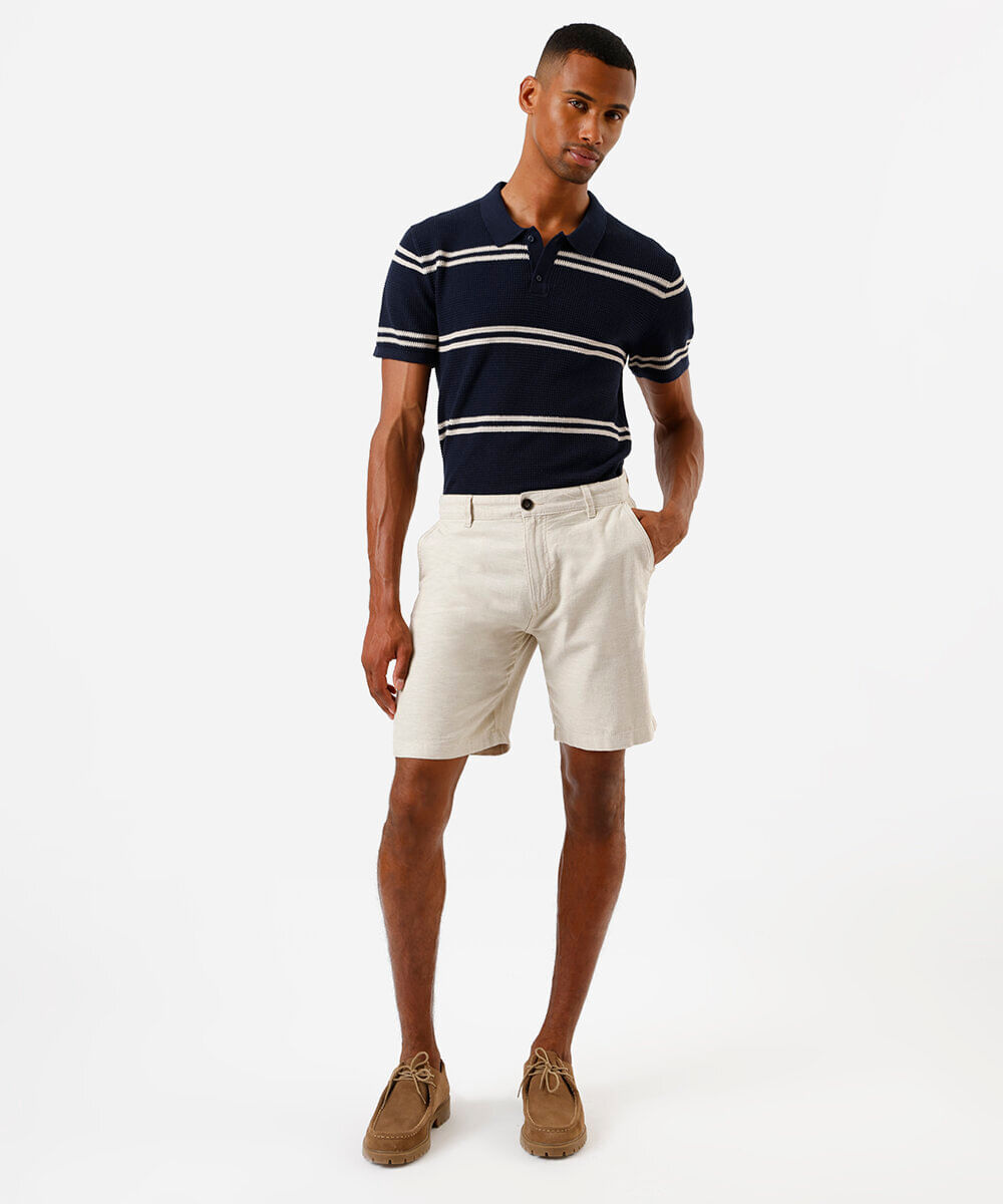 bermuda masculina reta com linho bege