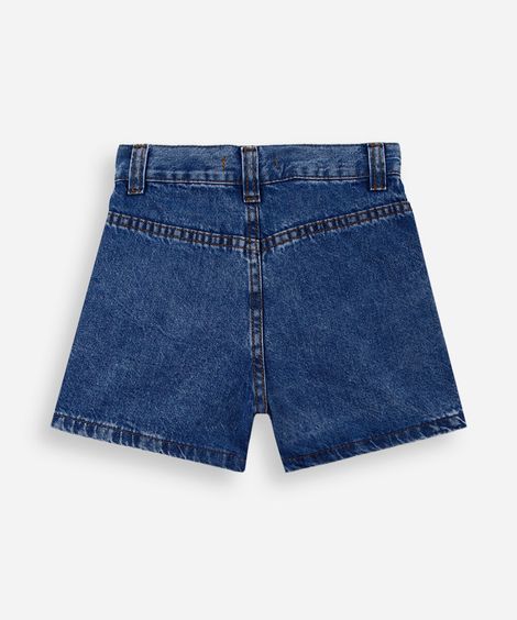 short saia curto infantil bolso cargo azul