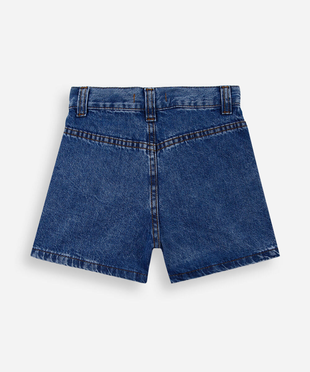 short saia curto infantil bolso cargo azul
