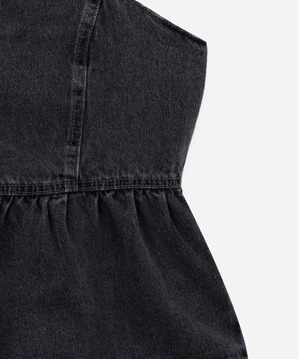 blusa juvenil jeans com recorte cinza