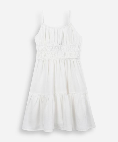 vestido curto juvenil com alças finas off white