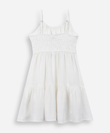 vestido curto juvenil com alças finas off white