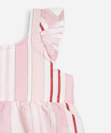 conjunto infantil de algodão lurex listrado rosa