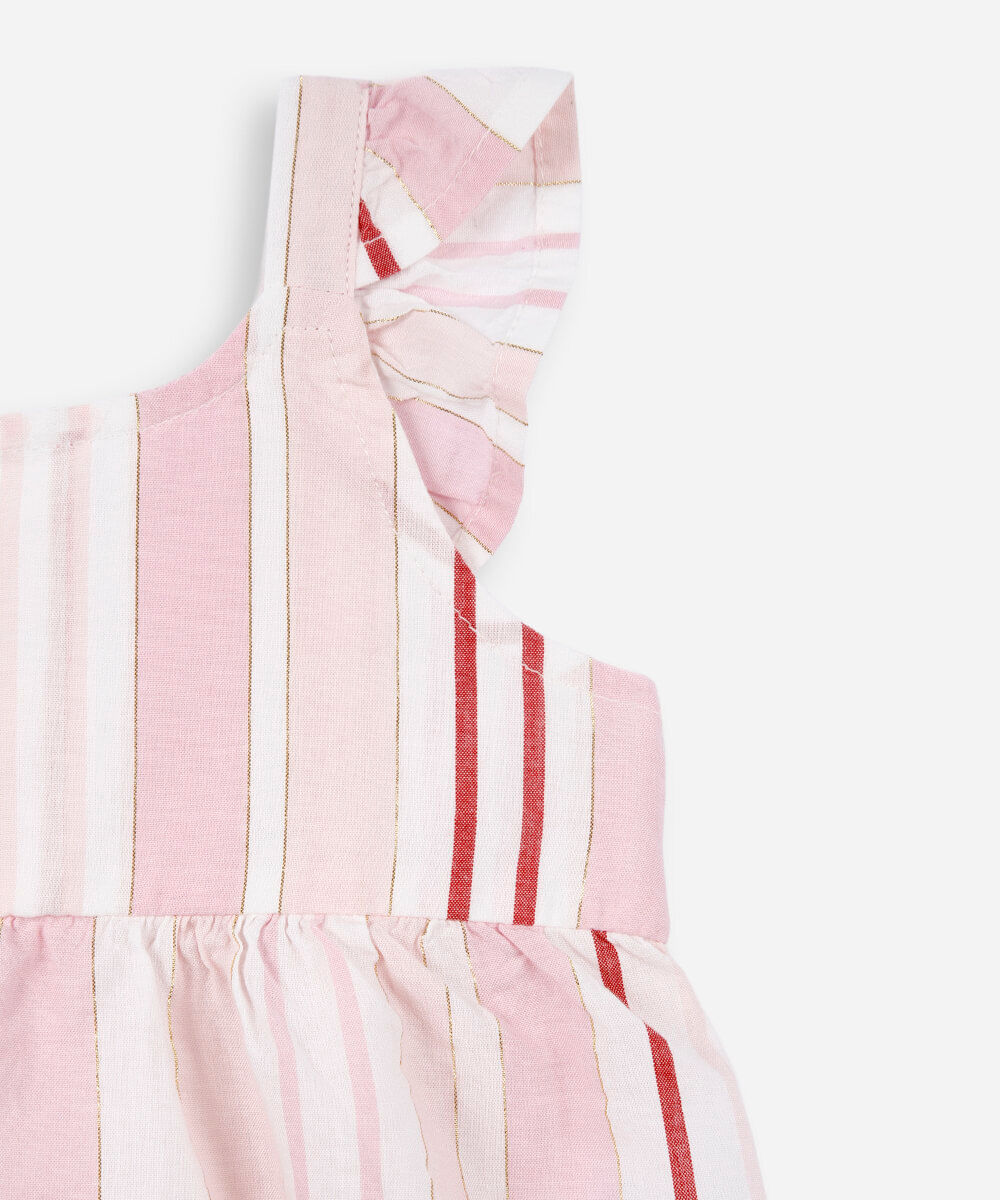 conjunto infantil de algodão lurex listrado rosa