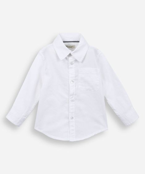camisa infantil oxford manga longa branca