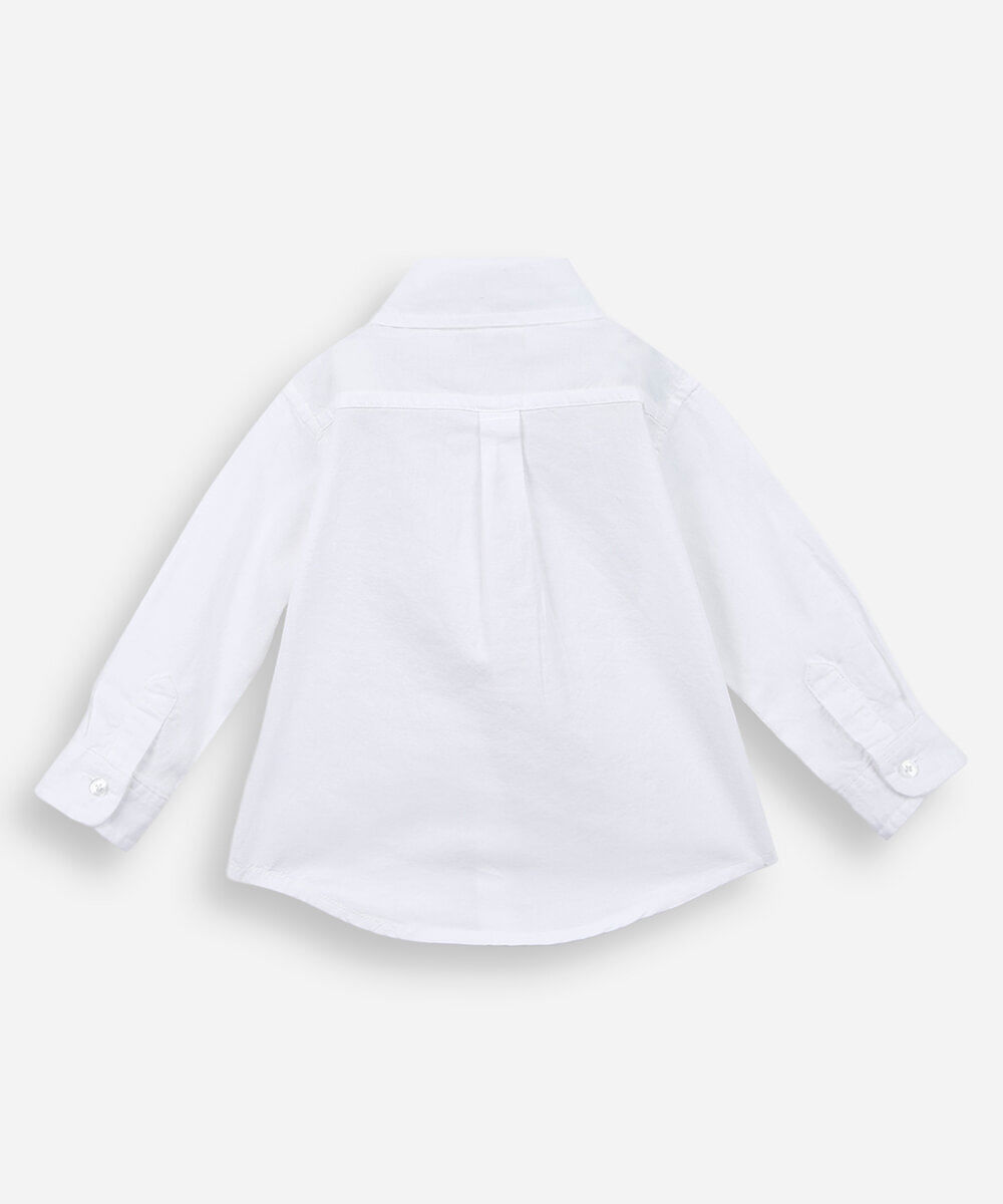 camisa infantil oxford manga longa branca