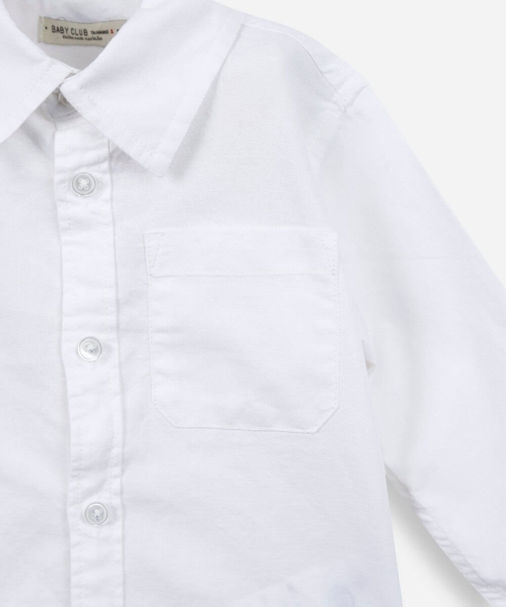 camisa infantil oxford manga longa branca