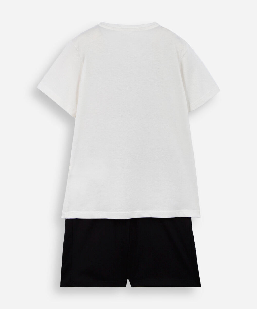 pijama infantil bola de futebol com saquinho off white