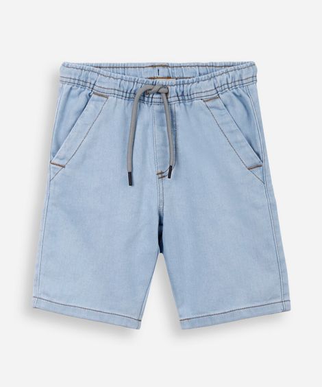 bermuda infantil jeans reta azul