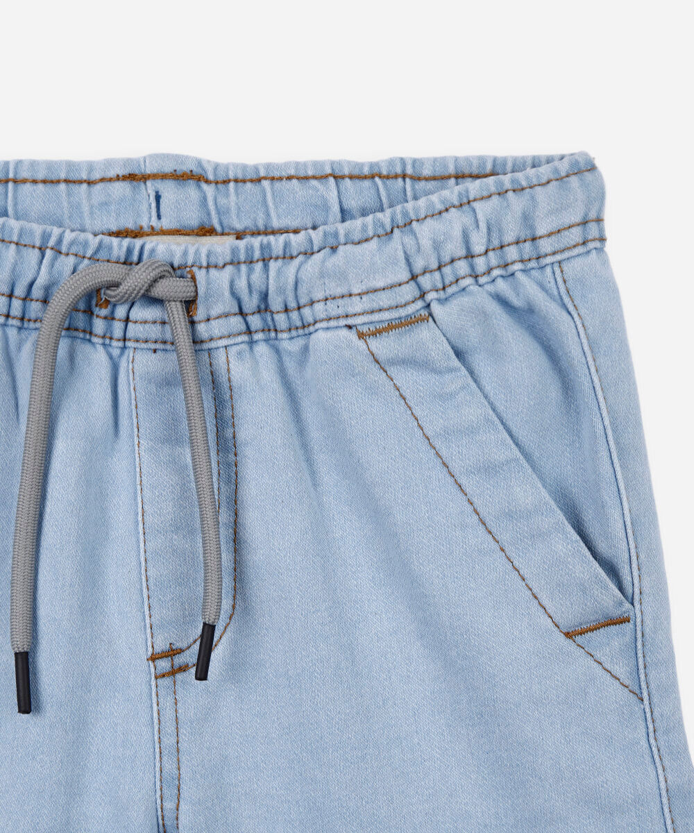 bermuda infantil jeans reta azul