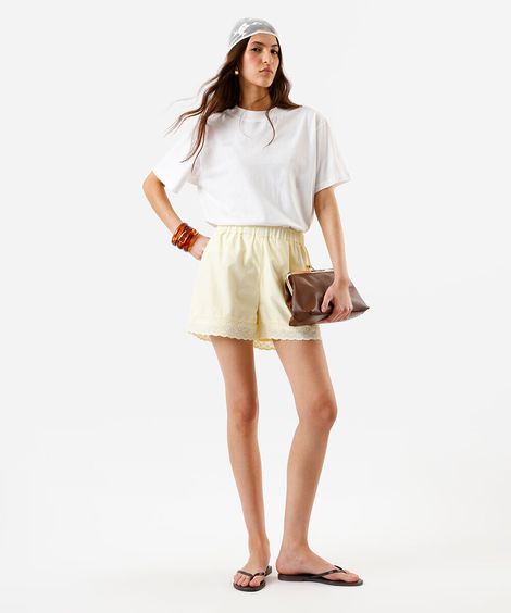 short curto feminino com laise amarelo