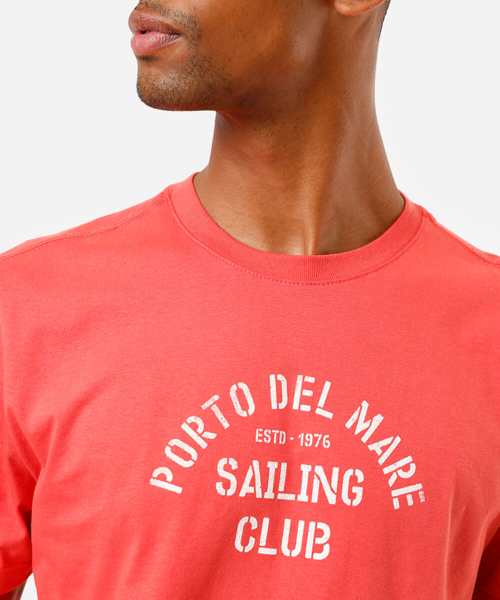 camiseta comfort masculina de algodão porto del mare vermelha