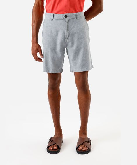 bermuda masculina reta com linho azul