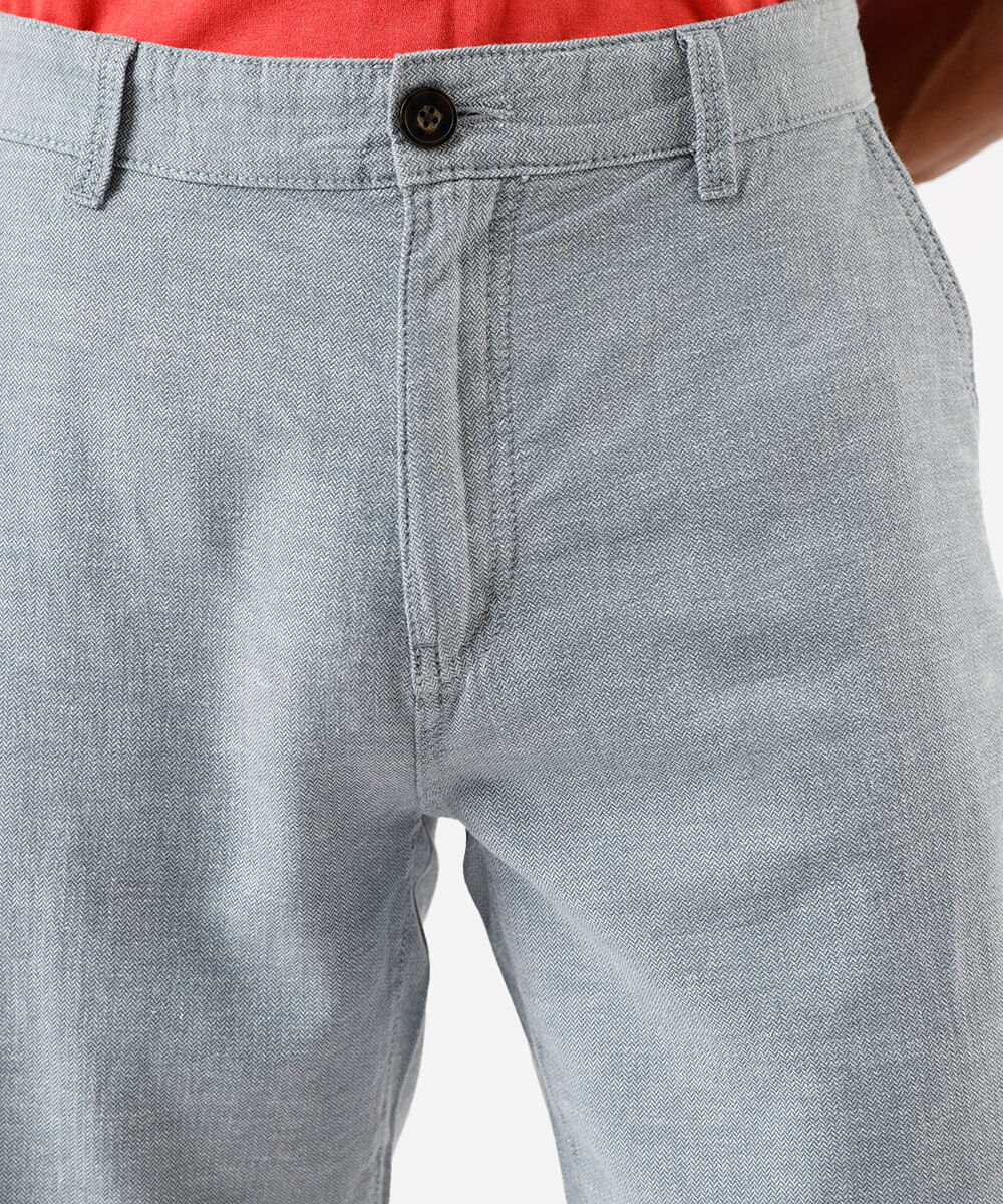 bermuda masculina reta com linho azul