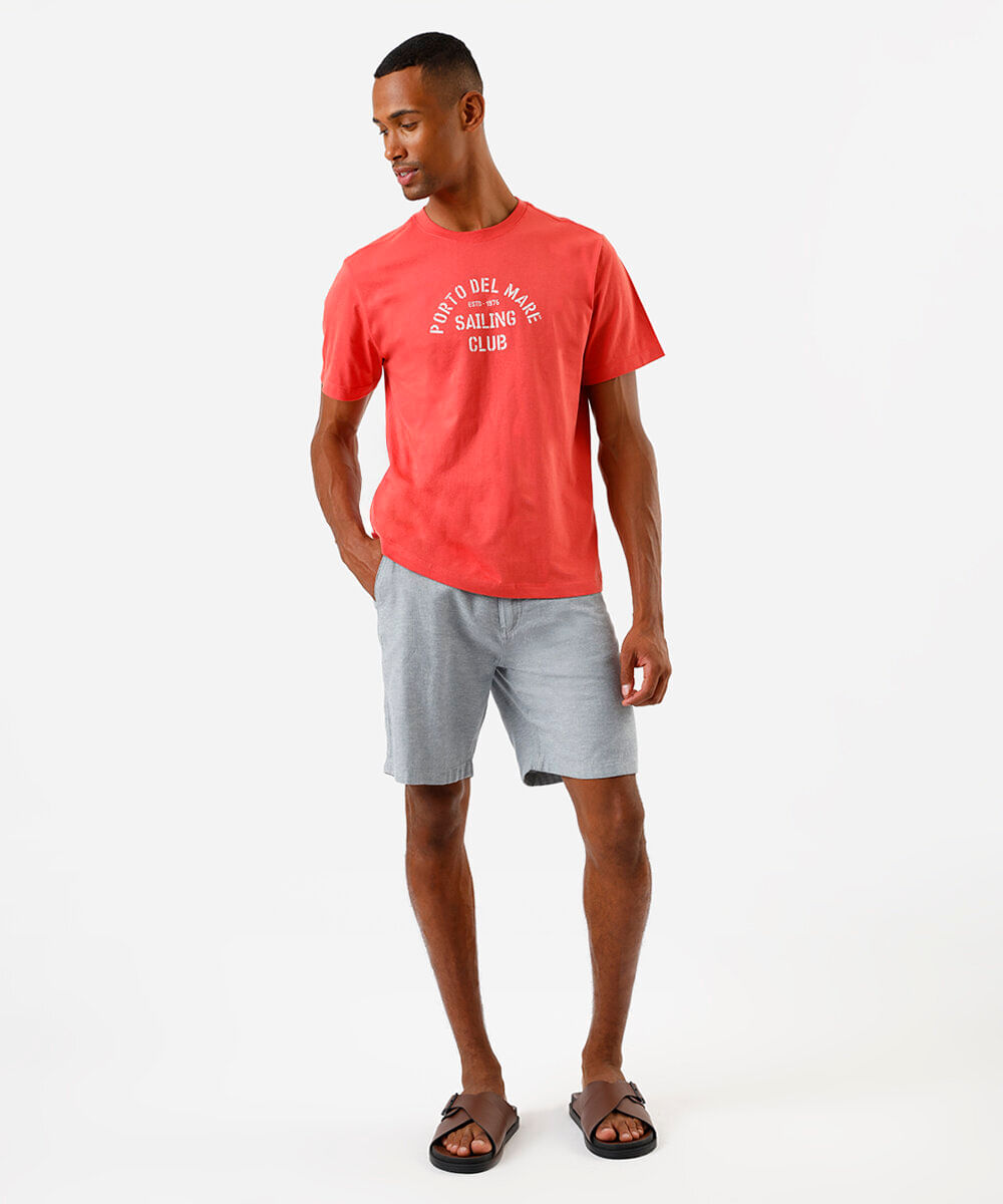 bermuda masculina reta com linho azul