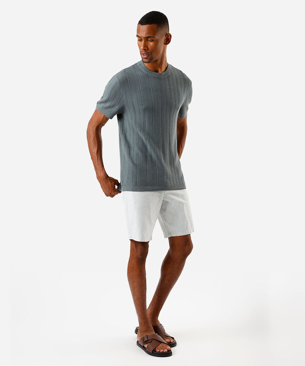 camiseta masculina de tricô manga curta verde