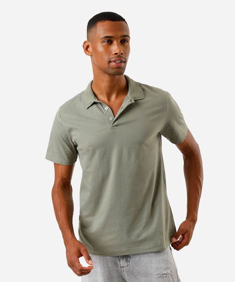 polo básica masculina de algodão manga curta verde