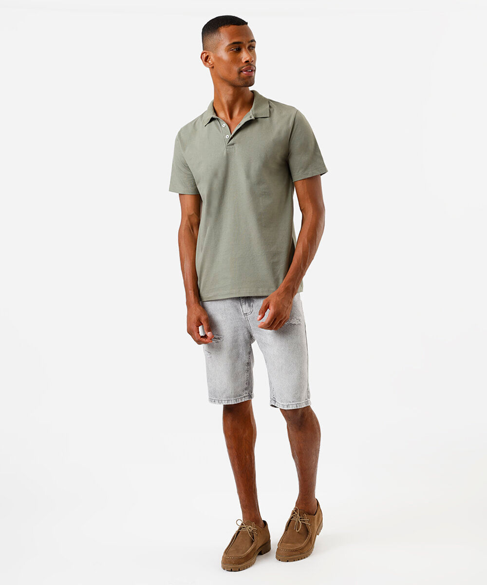 polo básica masculina de algodão manga curta verde