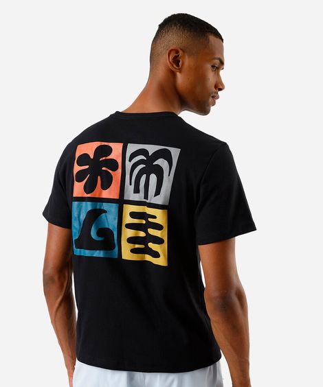 camiseta masculina de algodão praiana preta