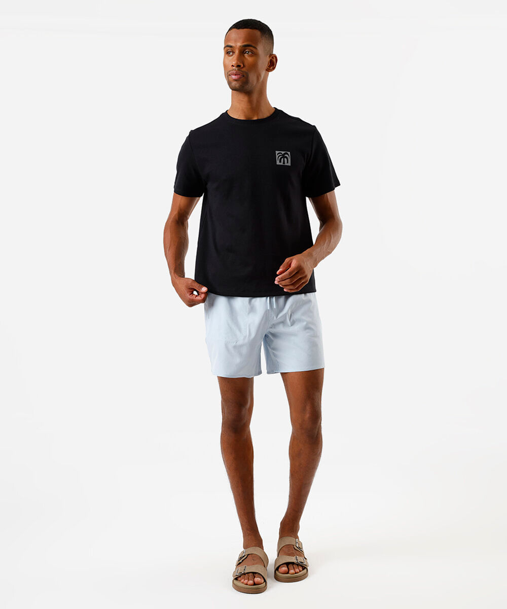 camiseta masculina de algodão praiana preta
