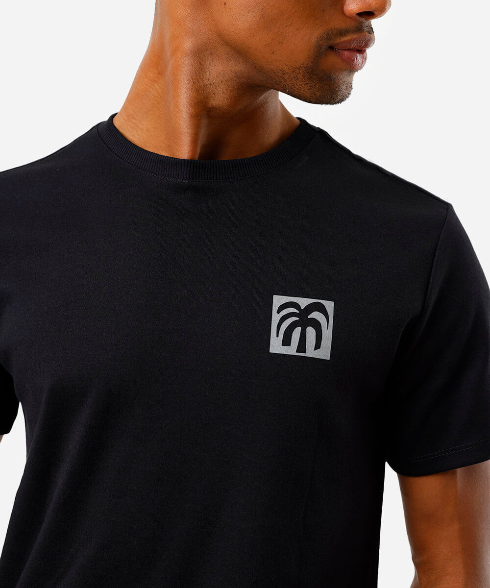 camiseta masculina de algodão praiana preta