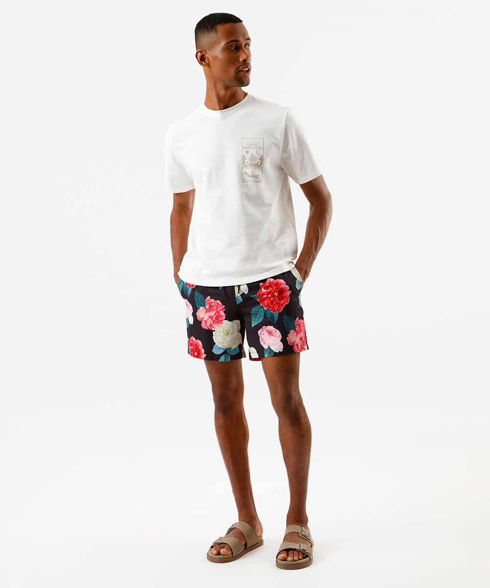 camiseta masculina de algodão estampada off white