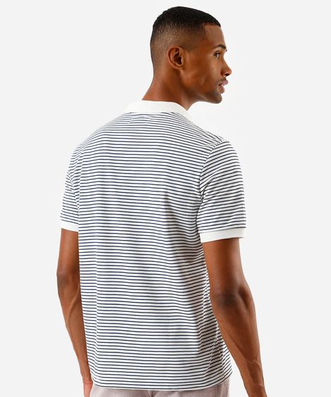 polo comfort masculina manga curta listrada azul