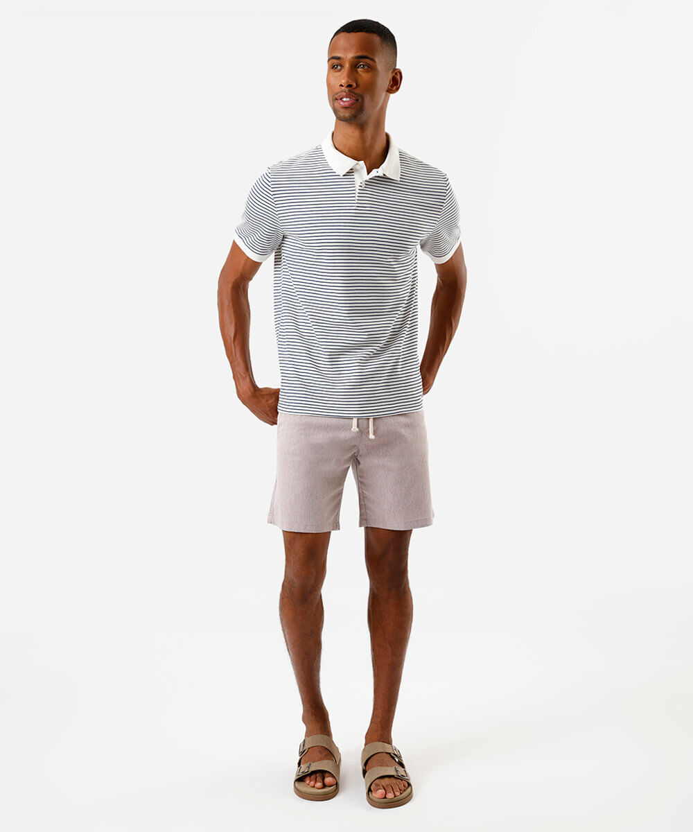 polo comfort masculina manga curta listrada azul