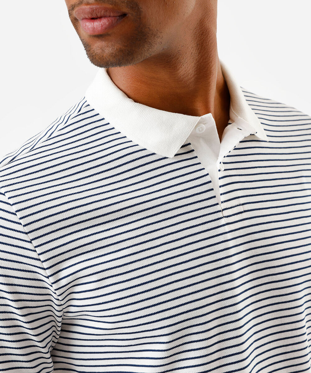 polo comfort masculina manga curta listrada azul