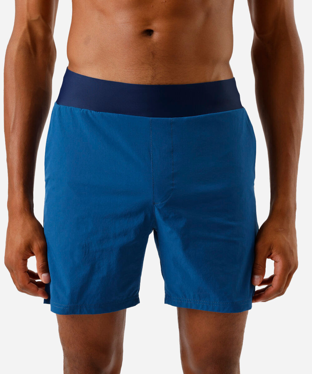 bermuda esportiva cós elástico azul