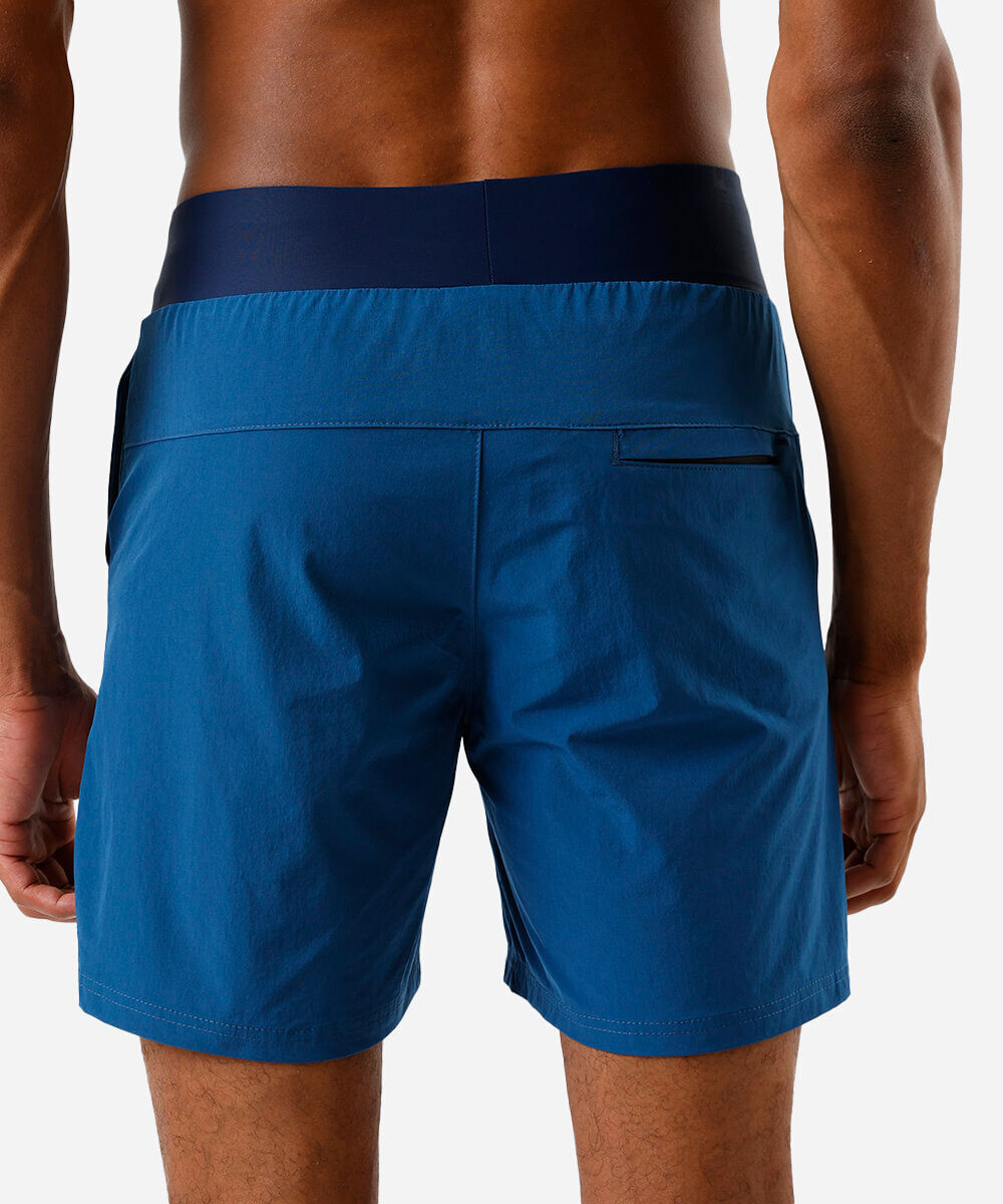 bermuda esportiva cós elástico azul