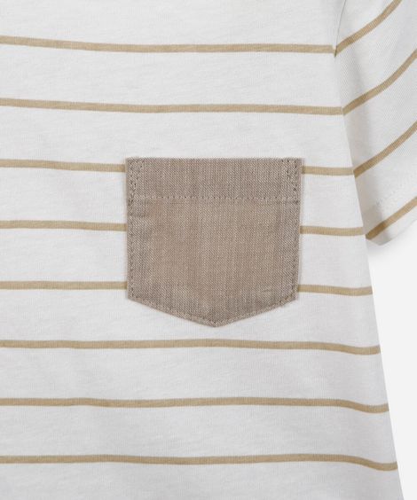 conjunto baby camiseta listrada e short bege