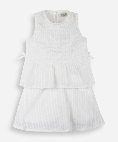 conjunto infantil com laços e lastex off white
