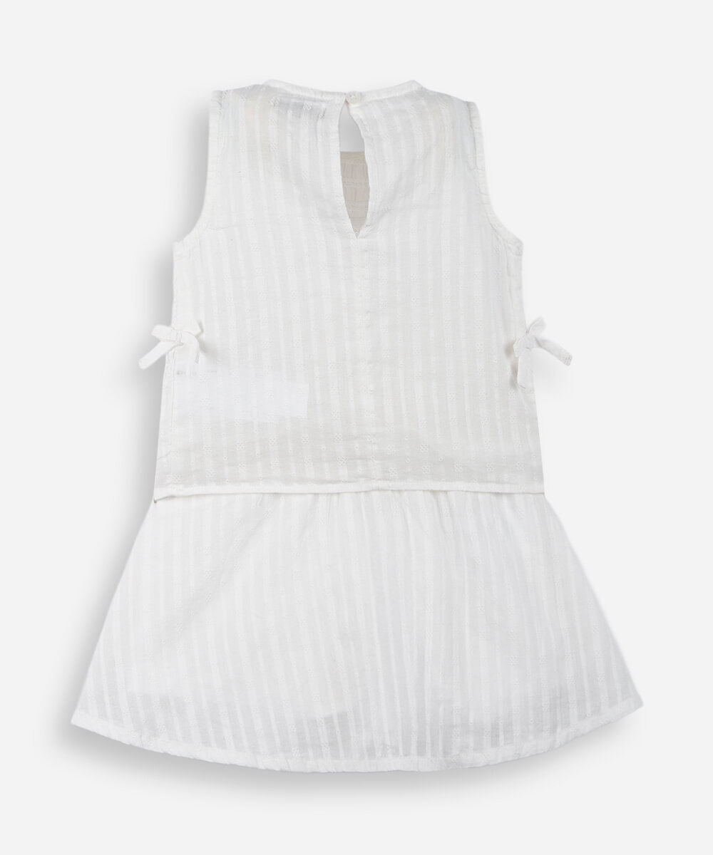 conjunto infantil com laços e lastex off white