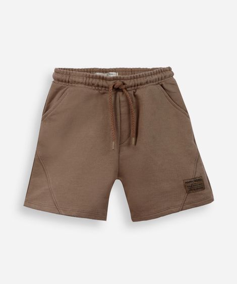 short infantil com recortes marrom