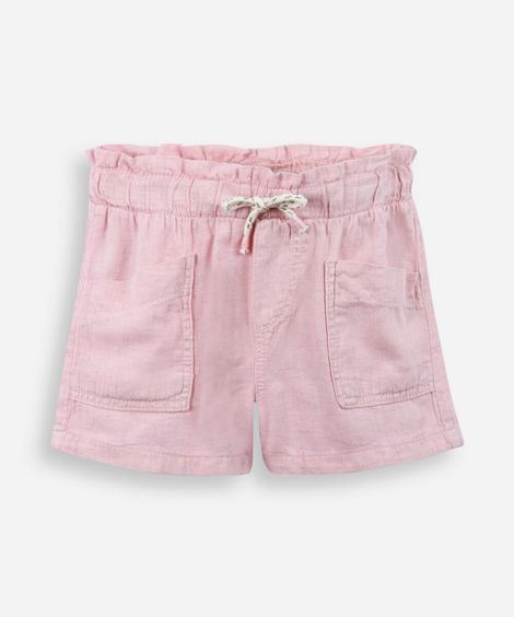 short infantil bolsos frontais rosa