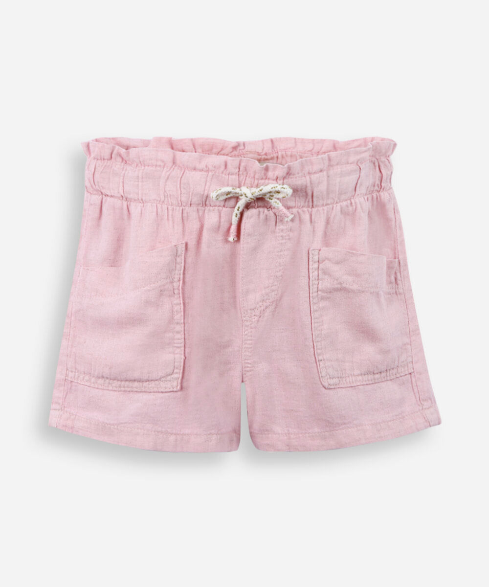 short infantil bolsos frontais rosa