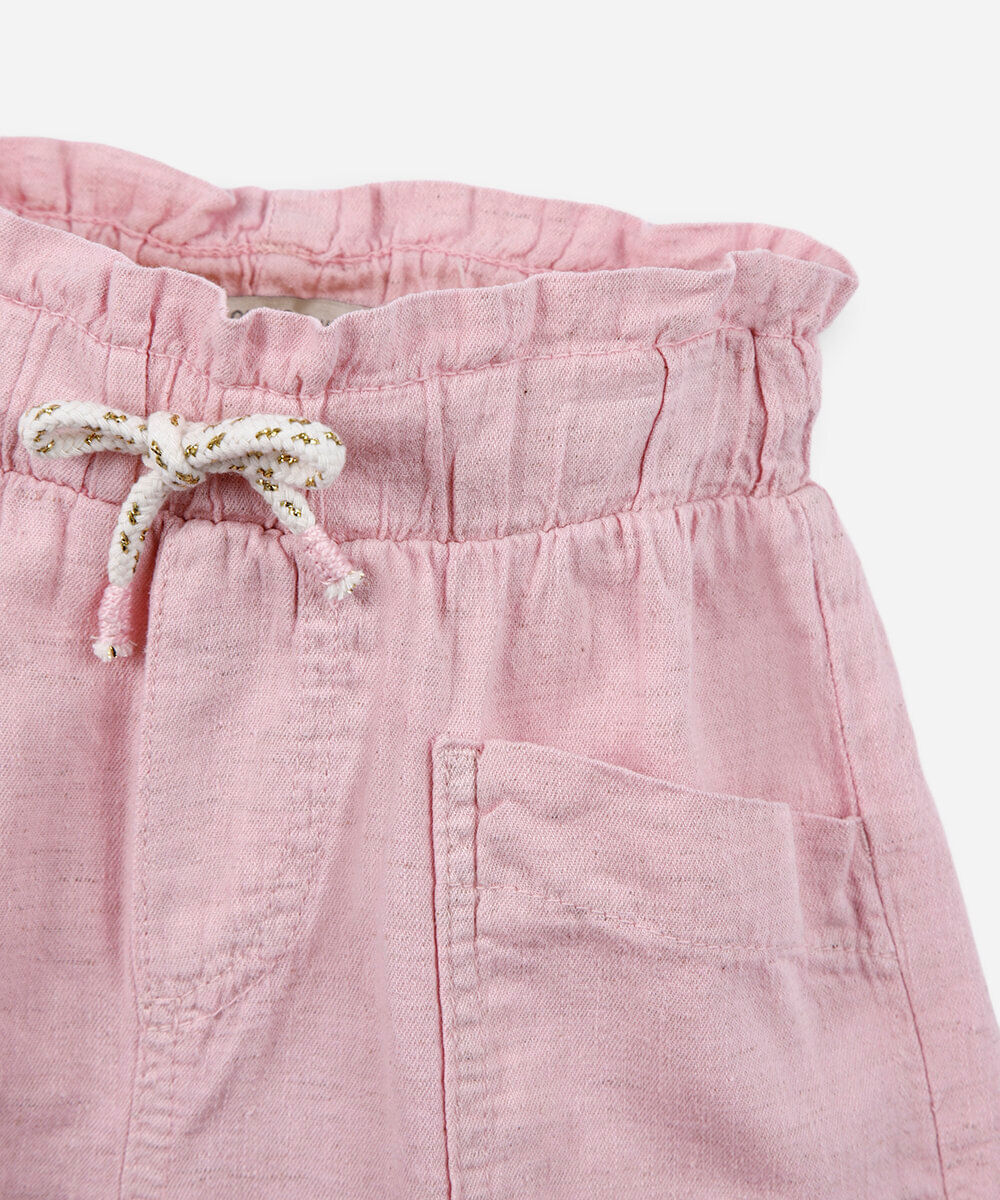 short infantil bolsos frontais rosa