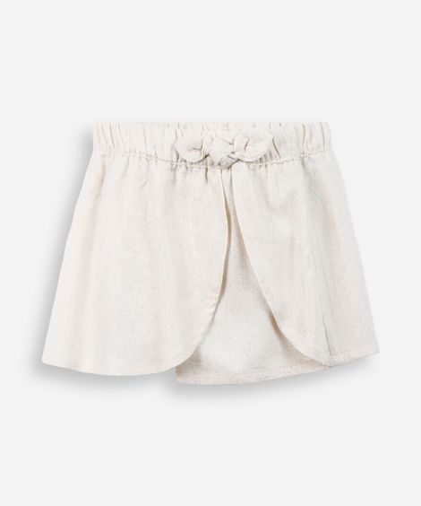 short saia infantil transpasse e amarração bege